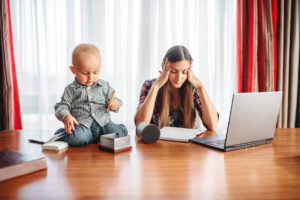 stressed mom with toddler